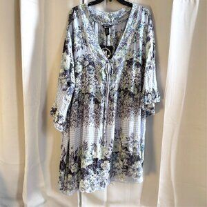 Millenium Cottagecore Dress Patchwork Size 3X Lace Ruffle Crinkle Boho 18806‎